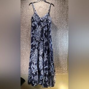 INC international Concepts Blue Sparkle Sequin Tiered Maxi Dress Size 12 Fairy